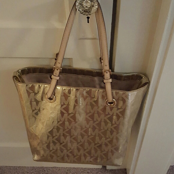 Michael Kors Jet Set Gold Mirrored Tote