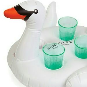 NIB Inflatable Swan Drink Holder Pool Float