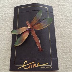 Hand painted dragonfly brooch.