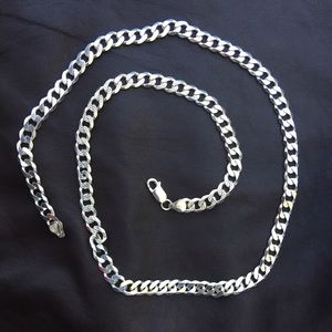 Unused Silver Cuban link + with a free bracelet