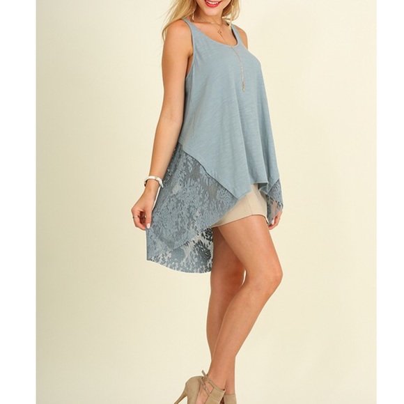 🆕COURTNEY sleeveless hi Lo lace tunic - WHITE - Picture 2 of 2