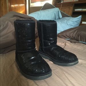 UGG Classic Black Sparkle Boots