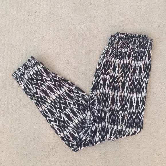 Black and white tribal pants