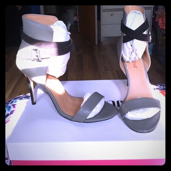Grey faux leather heels in size 8