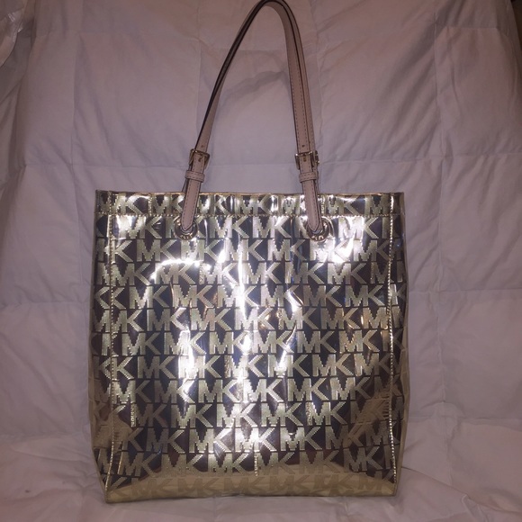 Michael Kors gold metallic jet set tote