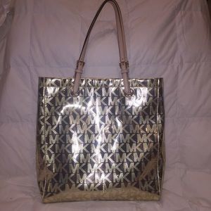 Michael Kors gold metallic jet set tote
