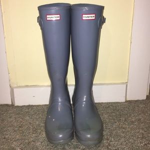 Light blue, size 9, tall, glossy, Hunter Boots