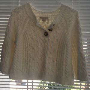 Michael Kors cropped ivory knit sweater P/M