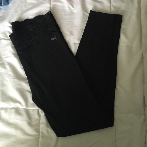 Black lace top leggings from PINK. size small
