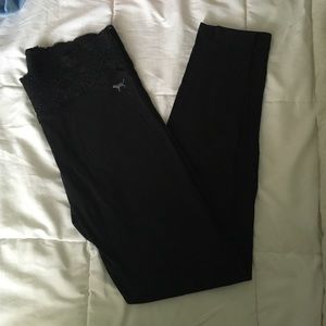 Black lace top leggings from PINK. size small