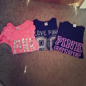 Lot of 3 Victoria's Secret PINK tees