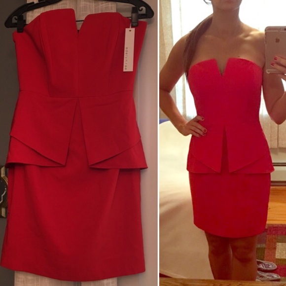 Red strapless dress. NWT