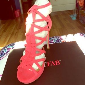 Pink suede heels in size 8