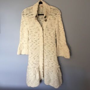 Free People Long Wool Sweater with Buttons