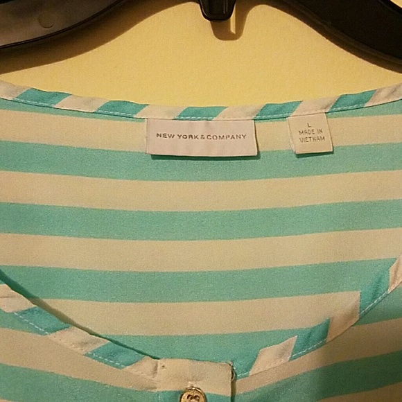 Striped Hidden Button Down Blouse - Picture 3 of 4