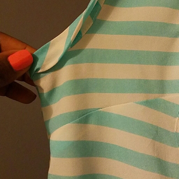Striped Hidden Button Down Blouse - Picture 4 of 4