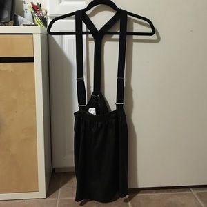 Black Faux Leather Skirt w/ Suspenders