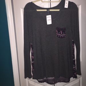 Light weight grey & purple designed long sleeve