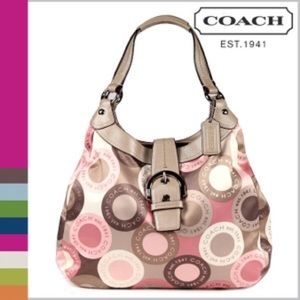 💕Coach Snaphead Pink Taupe Satin Hobo - NEW!!!