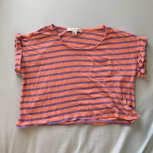 Peach And Lavender Striped Crop Top