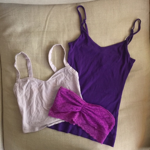 Deal! 3-Pc. PURPLE BUNDLE! Tank, crop top, bandeau