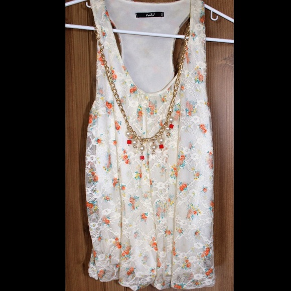 Floral Blouse with Detachable Necklace