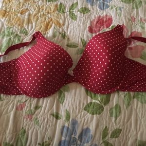 Red polka dot bra