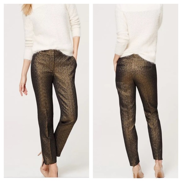 LOFT Pants - {LOFT} Metallic Jacquard Marisa Crops