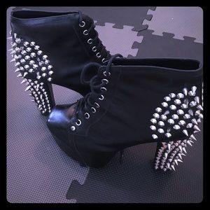 Jeffrey Campbell black spiked booties. Size 10.