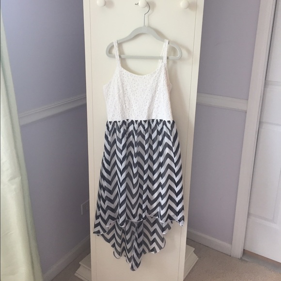 High-low black and white dress