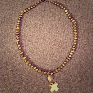 Iridescent green stone necklace