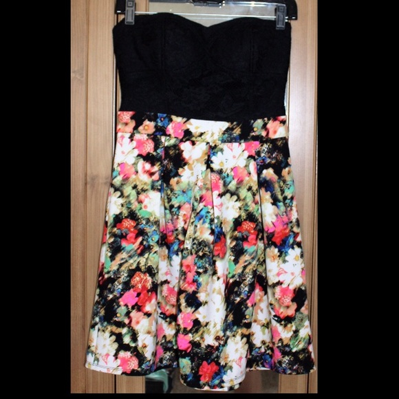 Strapless Floral Dress