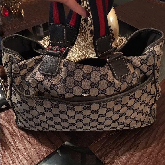 authentic Gucci Navy GG canvas tote— Style 145758