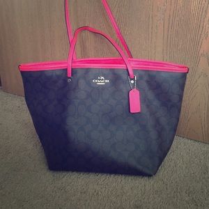 Dark brown with neon pink trimming