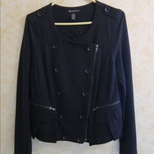 Black ruffle pea coat