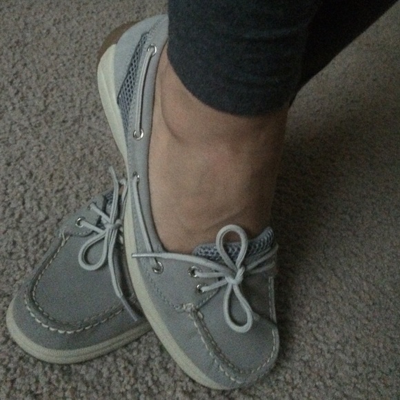 Light grey Sperry Topsiders