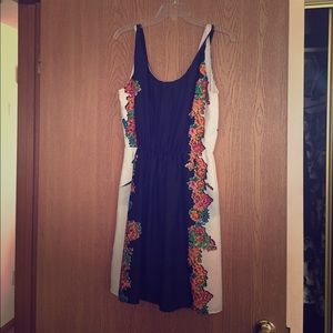 Blue with floral dress