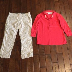 Izod pink 3/4 sleeve shirt & LEI khaki capris