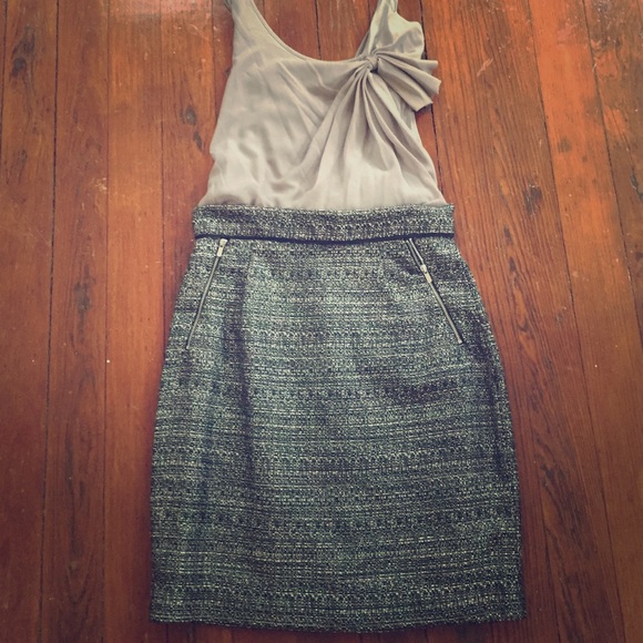 H&M black and white tweed pencil skirt