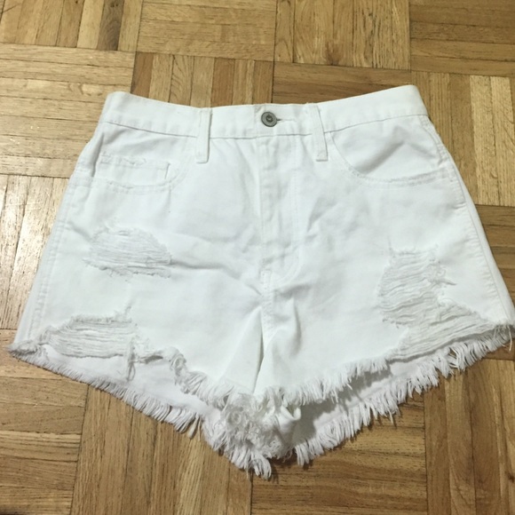 Hollister white high waisted festival shorts