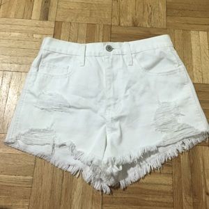 Hollister white high waisted festival shorts