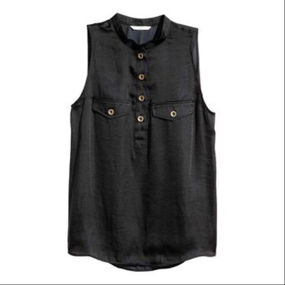 H&M Tops - Black sleeveless satin blouse top