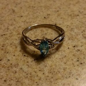 Blue Topaz and Diamond Ring