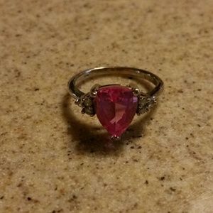 Pink Sapphire and Diamond Ring