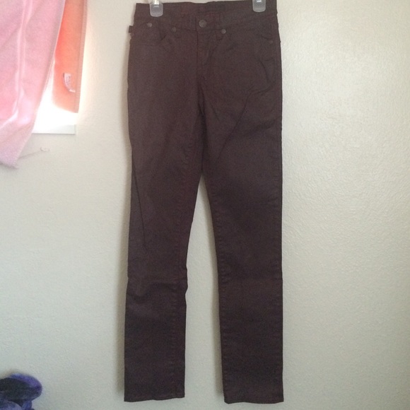 Maroon Pleather Skinny Jeans