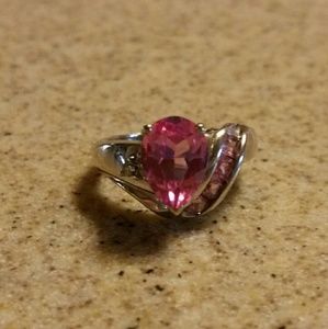 Pink Sapphire and Diamond Ring