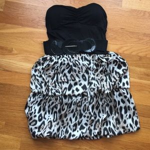 Body Central strapless leopard print club dress