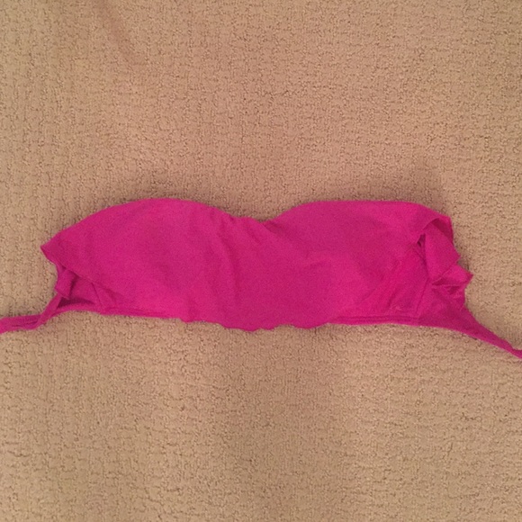 Pink ruffle bandeau bikini top