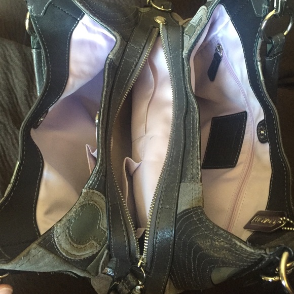 Suede, Leather, & Metallic Coach Bag - Picture 2 of 4