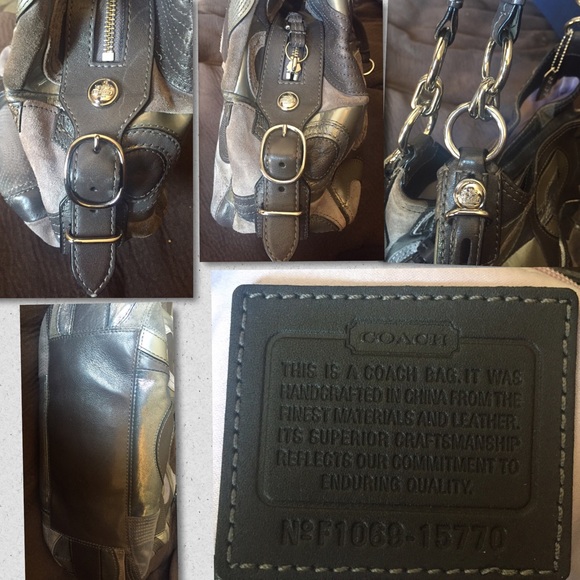 Suede, Leather, & Metallic Coach Bag - Picture 3 of 4